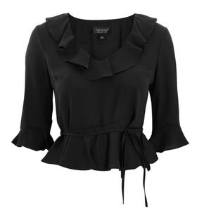 Topshop Black Ruffle Peplum Blouse